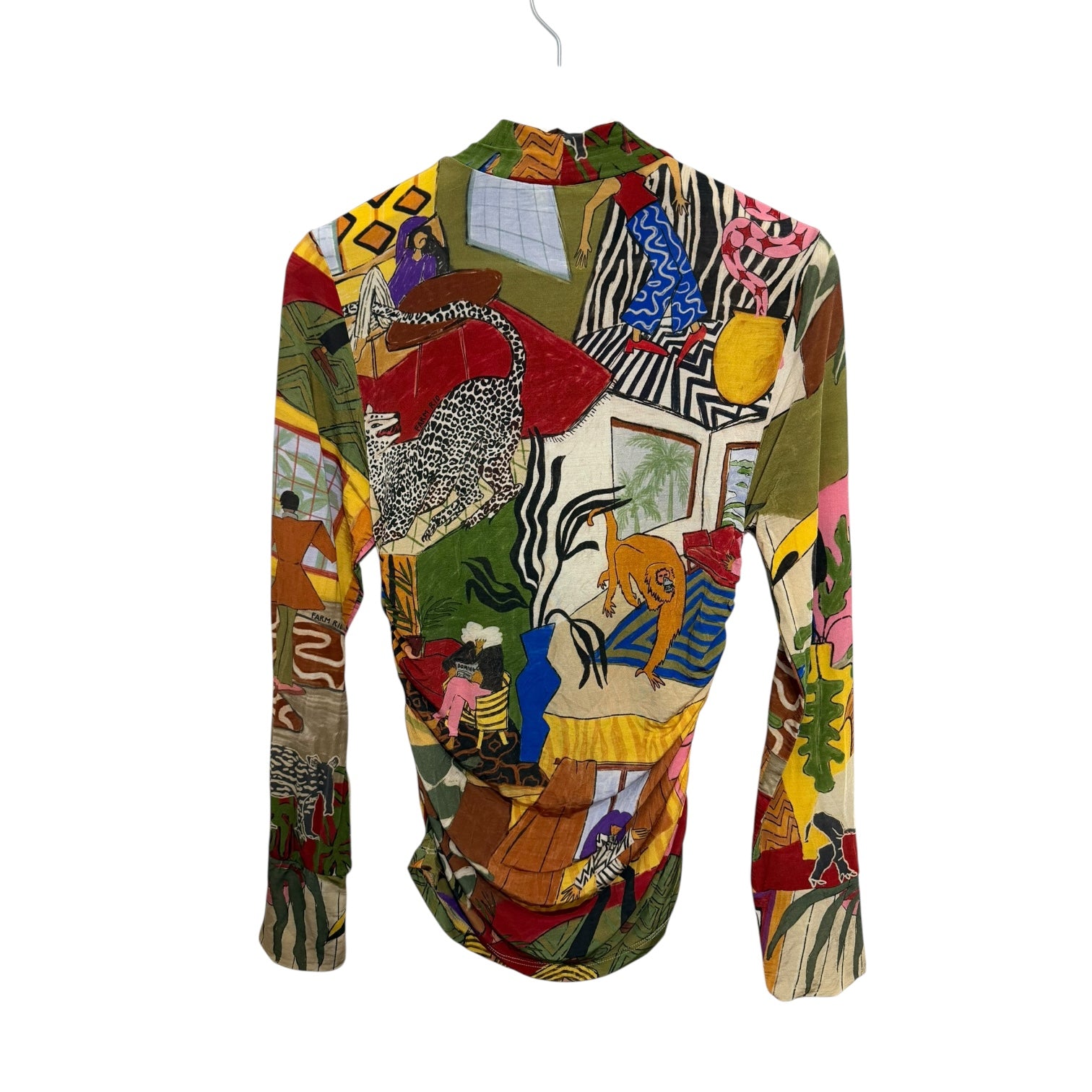 FARM Rio Multicolor Tropical Long Sleeve Turtleneck Blouse Size M