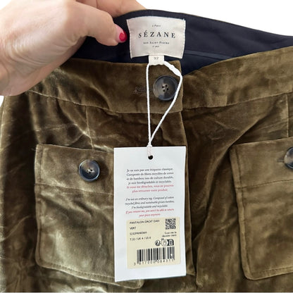 Sezane Dan Trousers in Olive Green Size 0