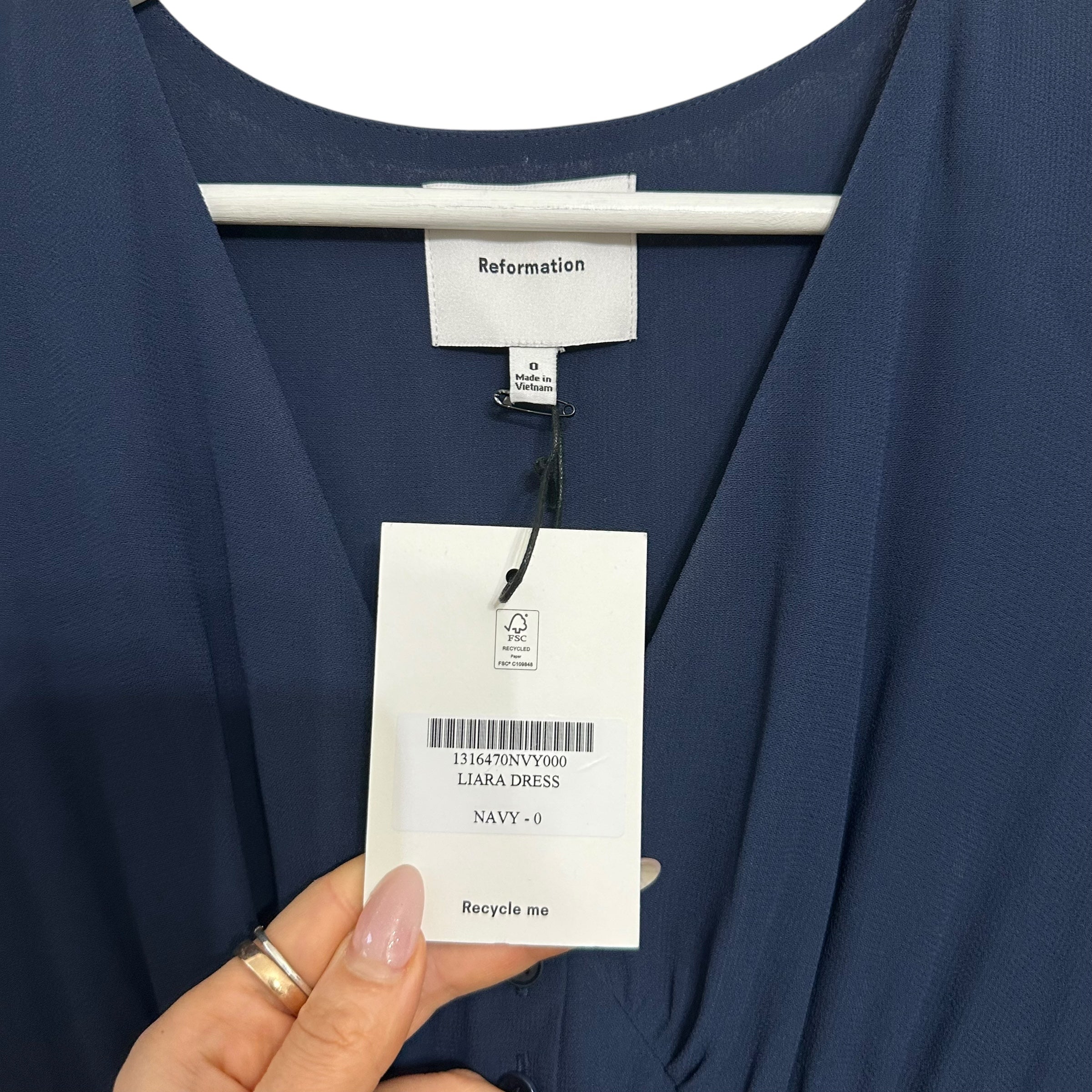 Reformation Liara Dress in Navy Size 0