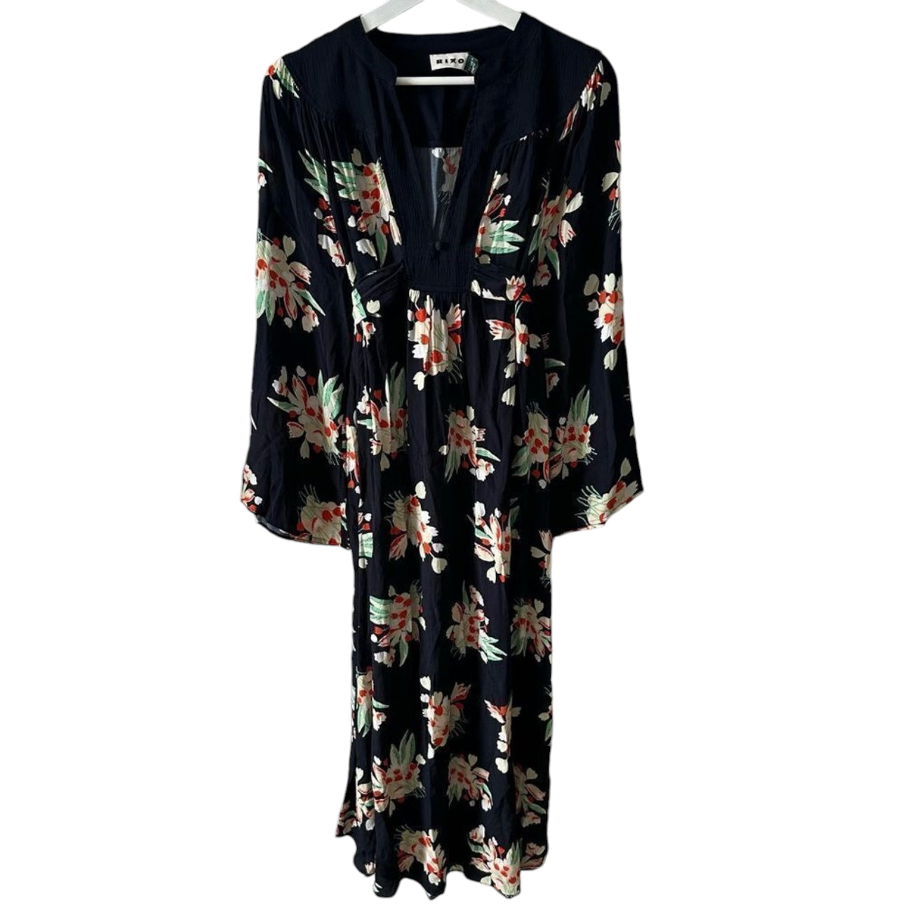 RIXO Anela Floral-Print Crepe Midi Dress Size S