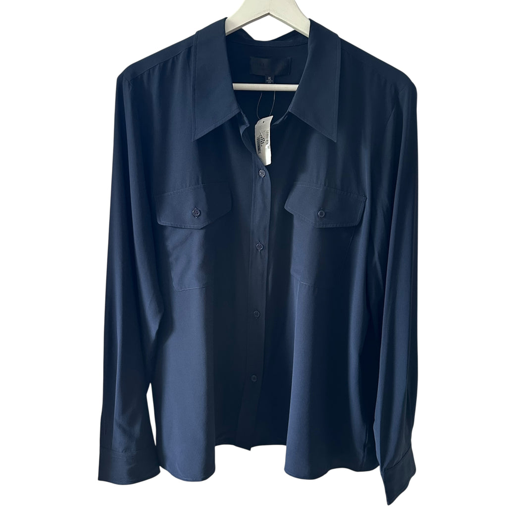 Nili Lotan Silk Button Down Shirt Size XL