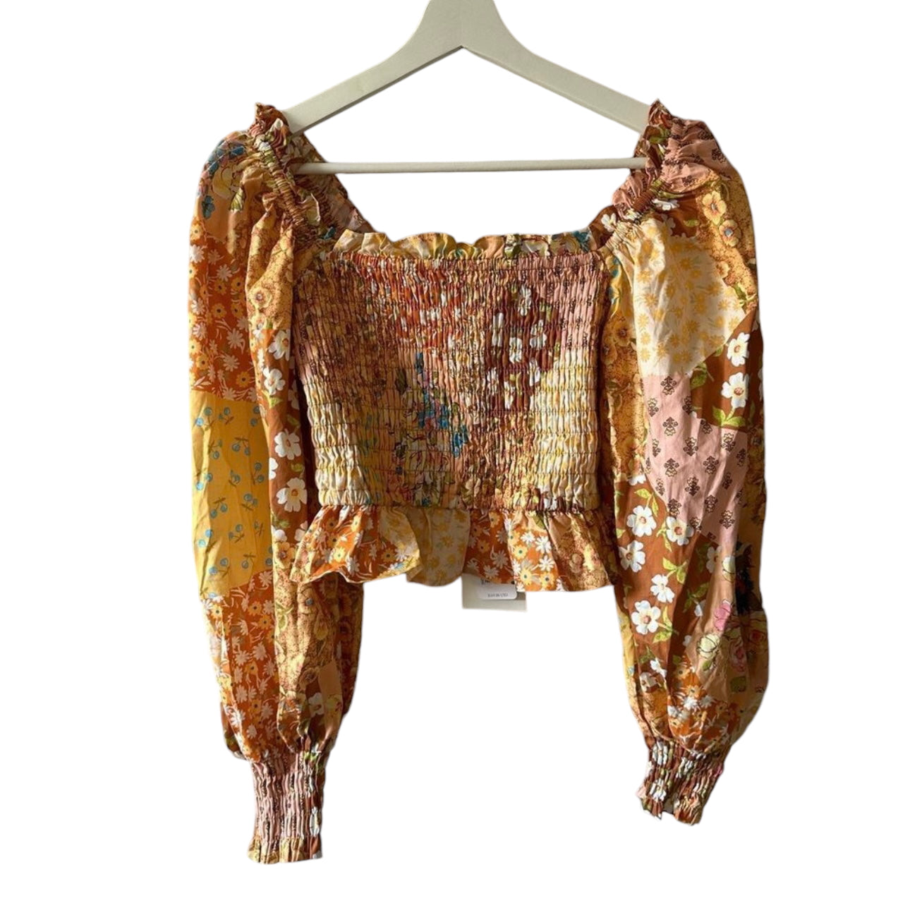 Spell & The Gypsy Freda Shirred Blouse in Amber Size S