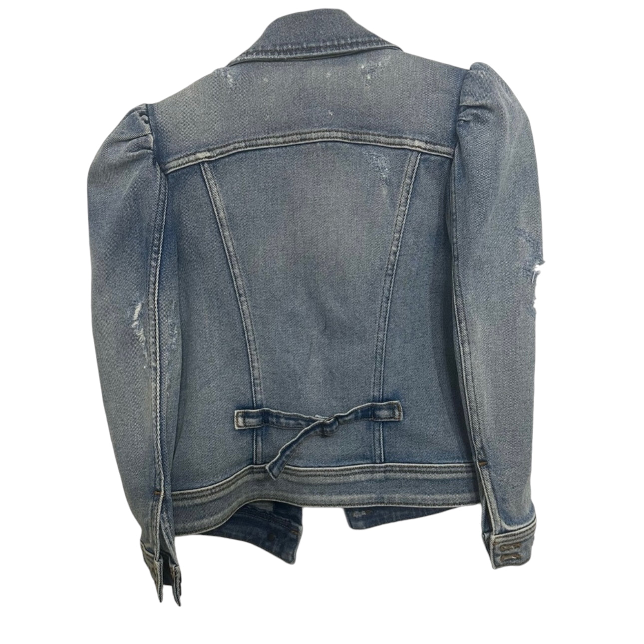 Retrofete Ada Distressed Denim Puff Sleeve Jean Jacket Size XXS