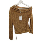 SELF-PORTRAIT Asymmetric Gold Sequined Crepe Top Size 4