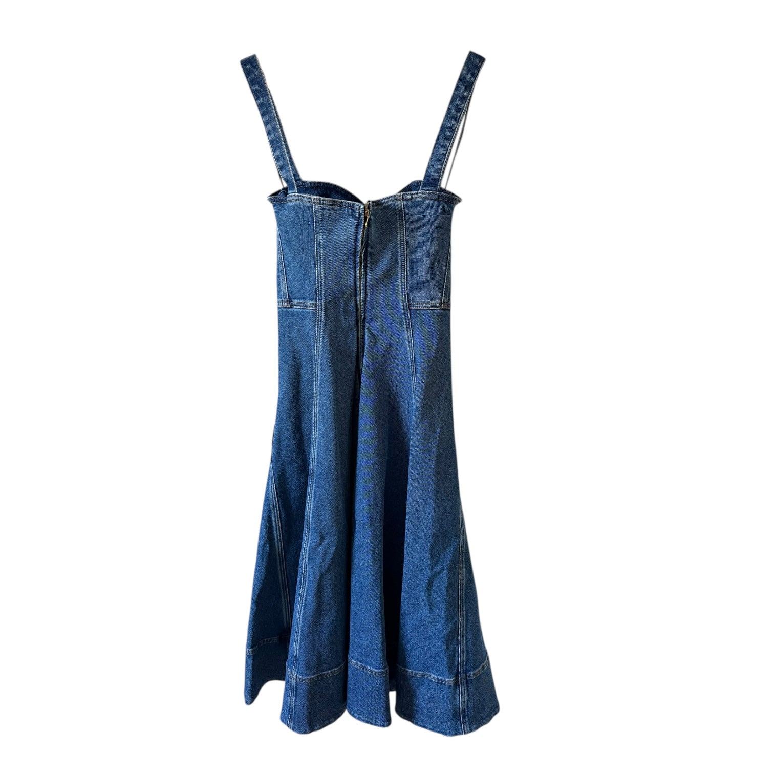 Oscar de la Renta Sweetheart-Neck Denim Dress Size 0