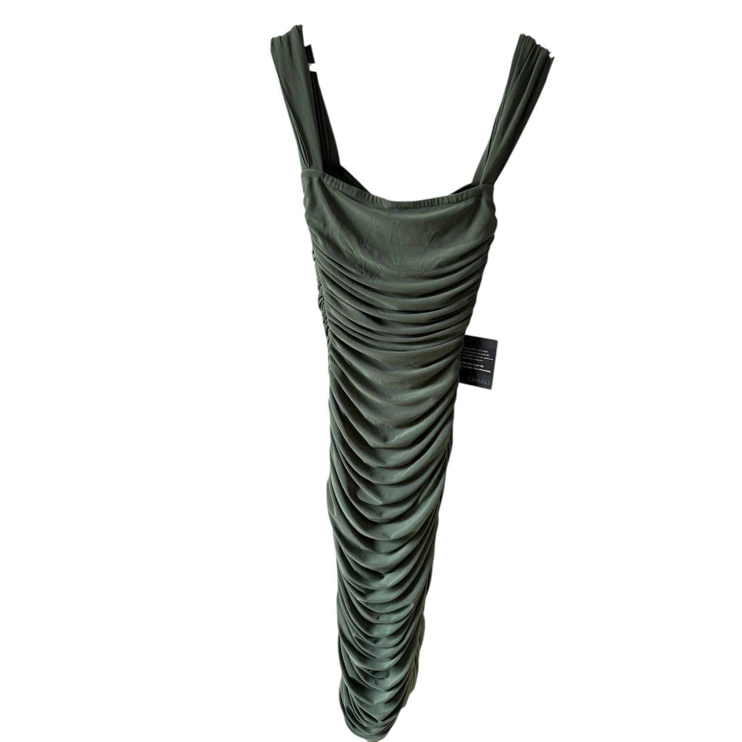 Norma Kamali Walter Shirred Midi Dress Winglet Sleeves Size XS