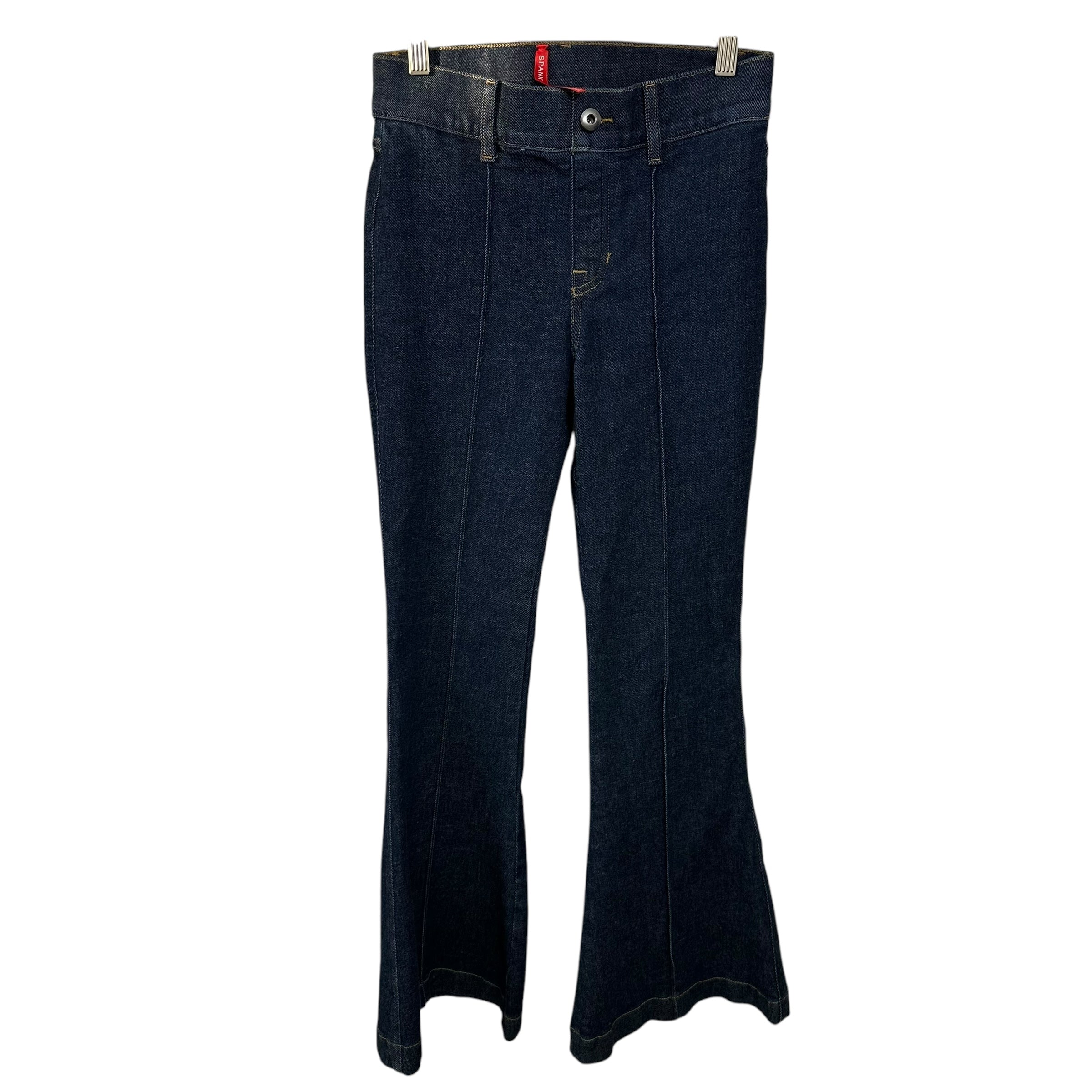 SPANX EveryWear Pintuck Flare Jeans Raw Indigo Size XS