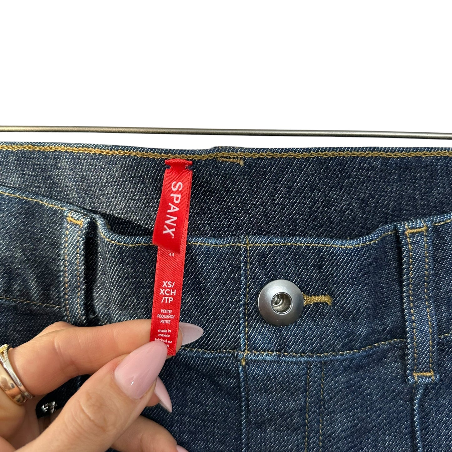 SPANX EveryWear Pintuck Flare Jeans Raw Indigo Size XS