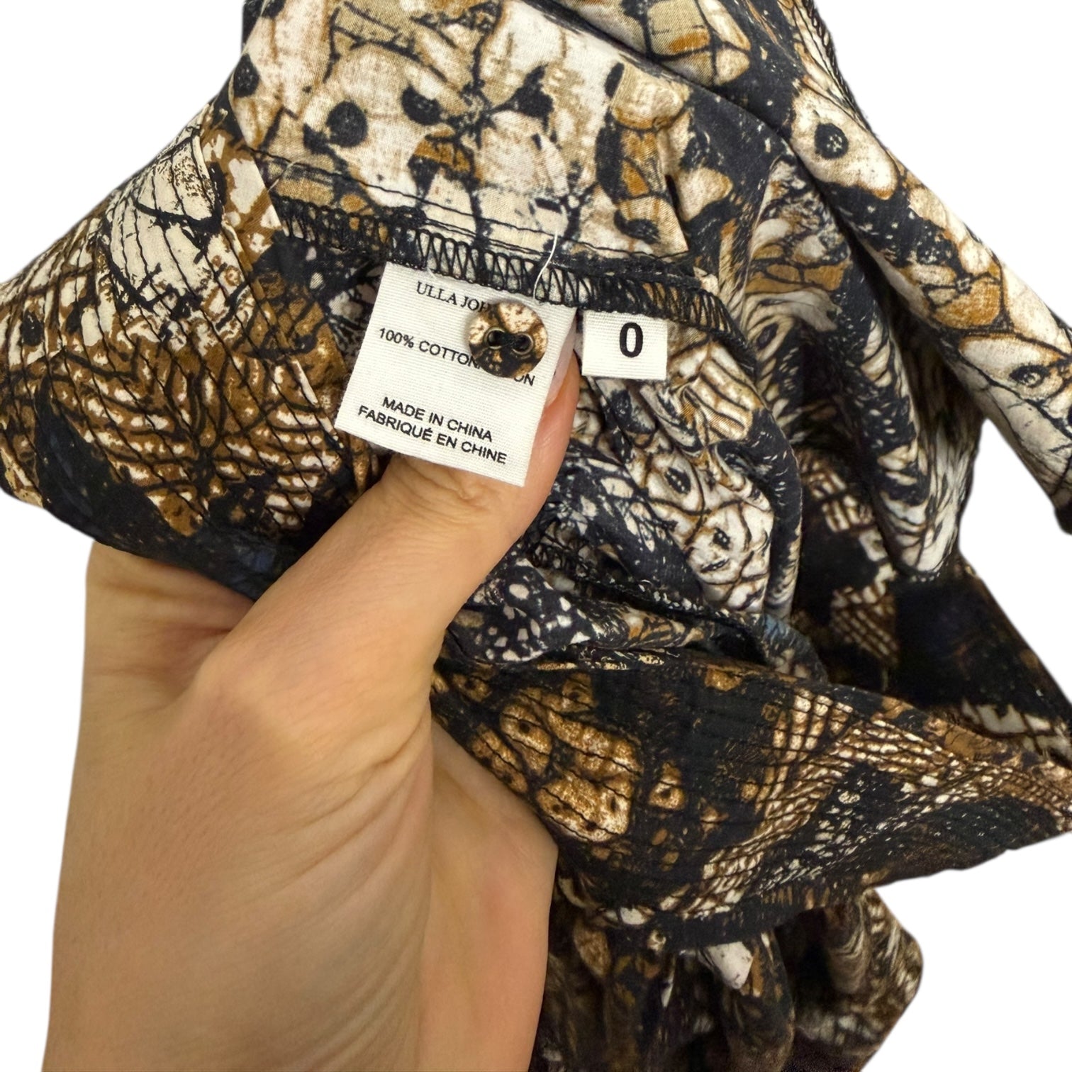 ULLA JOHNSON Jacinta Poplin Print Batik Skirt Size 0