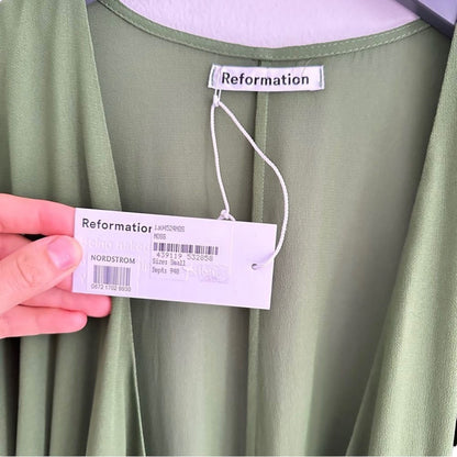 Reformation Karen Midi Dress in Moss Green Size S