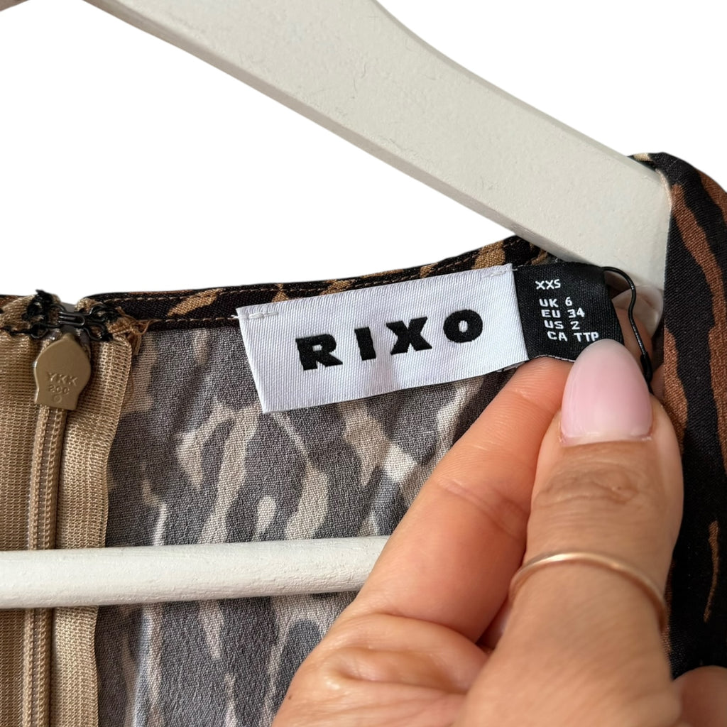 Rixo Karen Leopard Midi-Dress Size 2