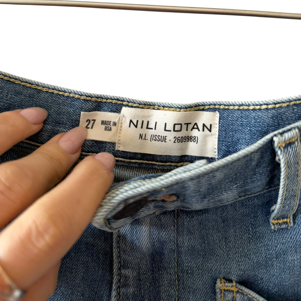 Nili Lotan Shon Mid-Rise Stretch Barrel Denim Size 27