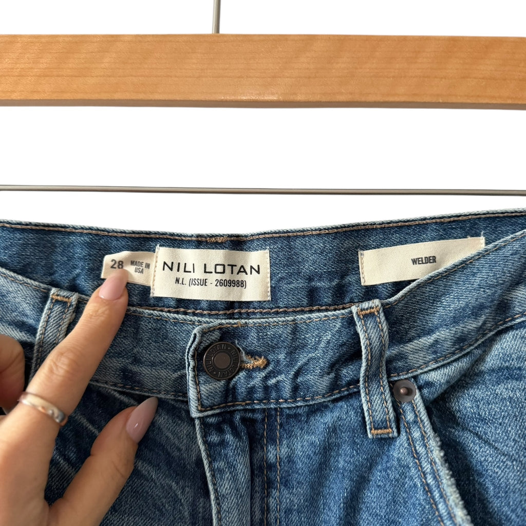 Nili Lotan Welder High Waist Wide Leg Jeans Summer Wash Size 28