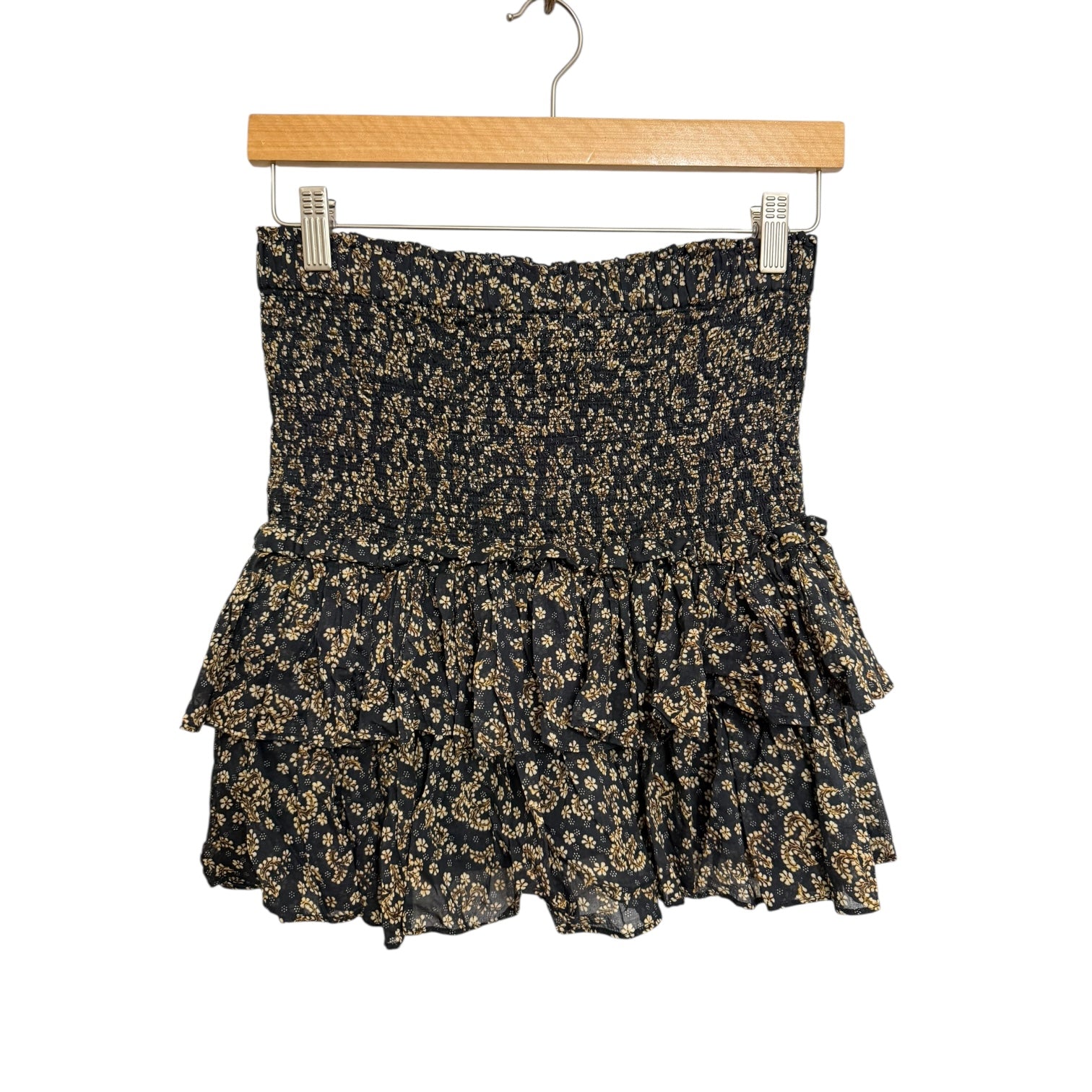 ISABEL MARANT Naomi Smocked Tiered Ruffle Miniskirt Size M