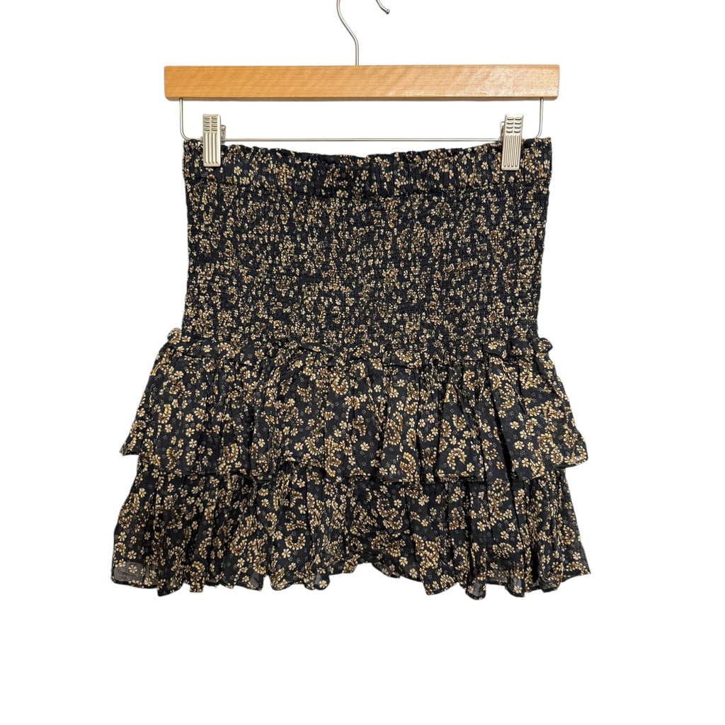 ISABEL MARANT Naomi Smocked Tiered Ruffle Miniskirt Size M