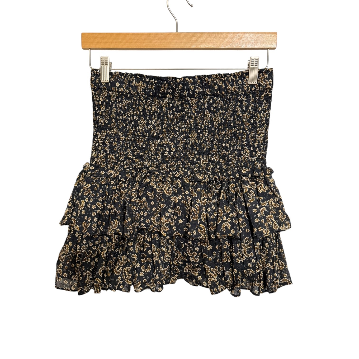 ISABEL MARANT Naomi Smocked Tiered Ruffle Miniskirt Size M