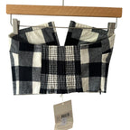 Mara Hoffman Layne Cropped Checked Cotton Flannel Gingham Strapless Top Size 0