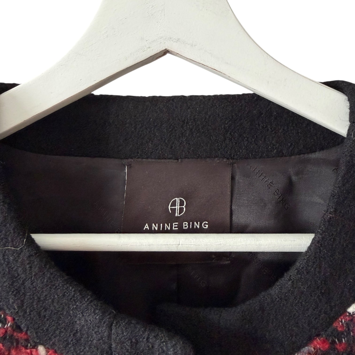 Anine Bing Cherry Plaid Lydia Jacket Size XS