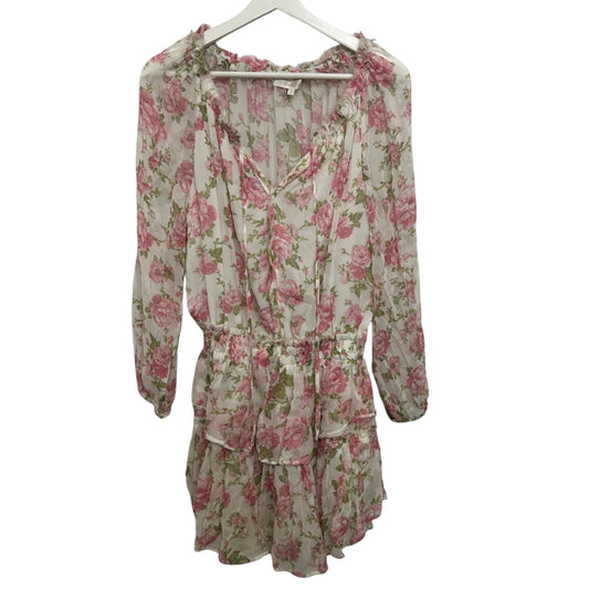 LoveShackFancy Popover Silk Dress Floral Print Size S