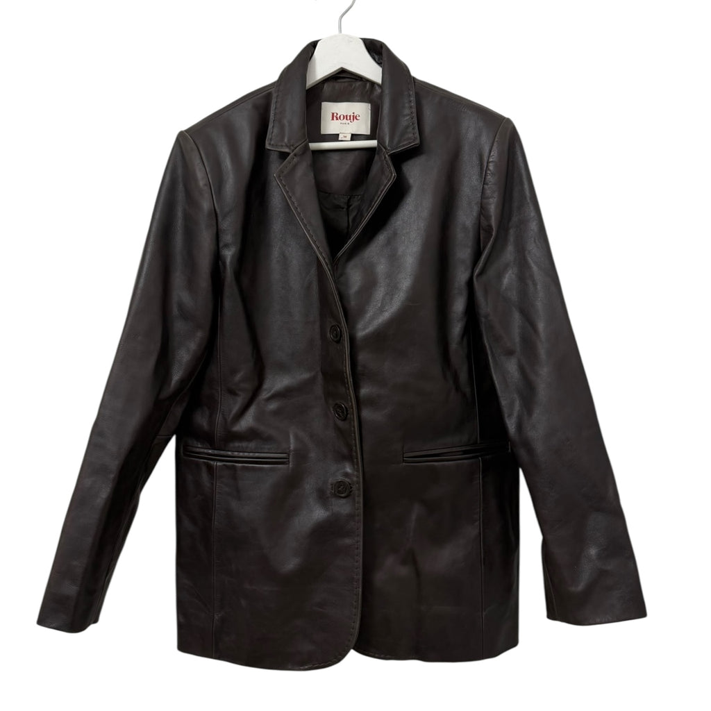 ROUJE Lambert Brown Straight Cut Leather Jacket Size 4