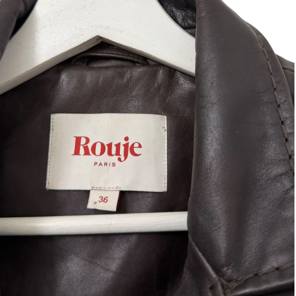 ROUJE Lambert Brown Straight Cut Leather Jacket Size 4