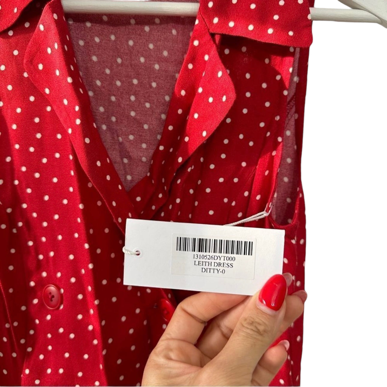 Reformation Leith Mini Dress Ditty Red Polka Dot Size 0