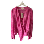 Rococo Sand Alora Long Sleeve Bodysuit in Fuchsia Size M