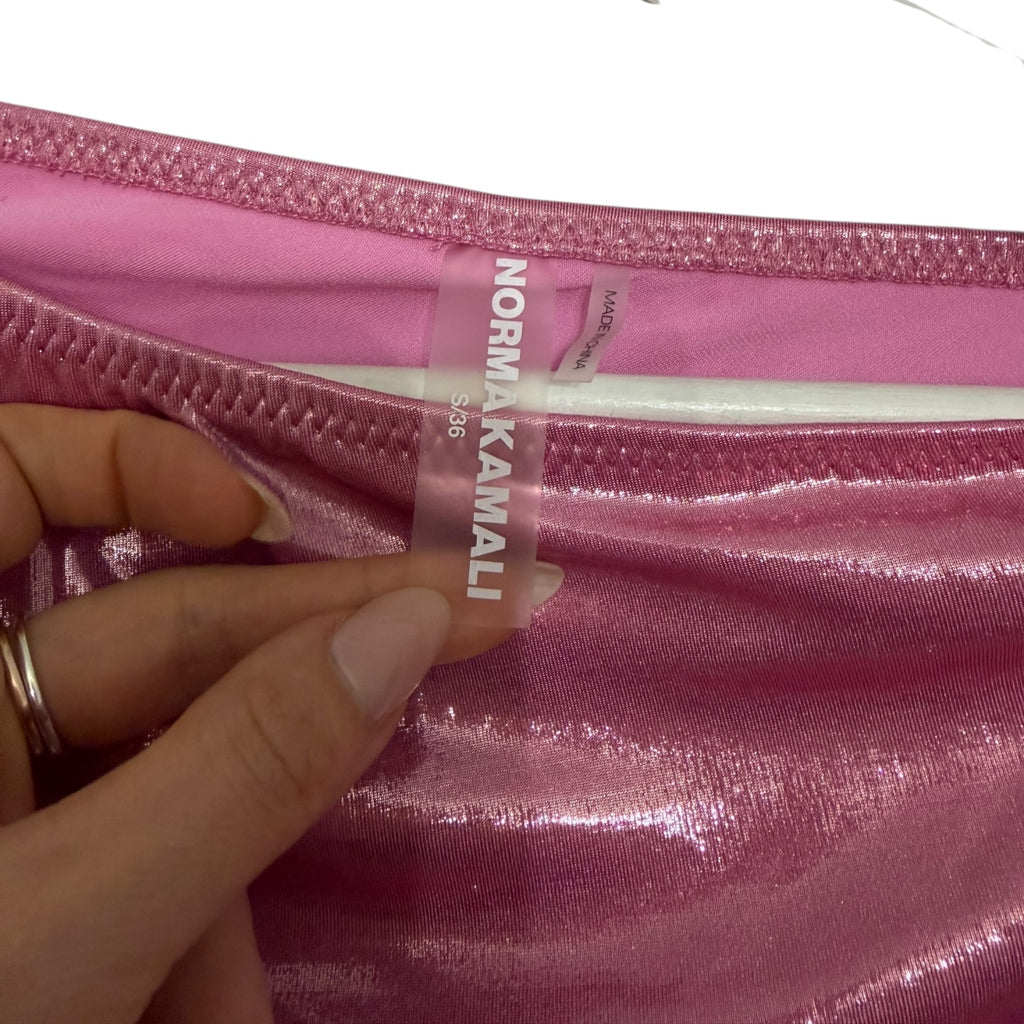 Norma Kamali Candy Pink Lame Diana Dress Size S