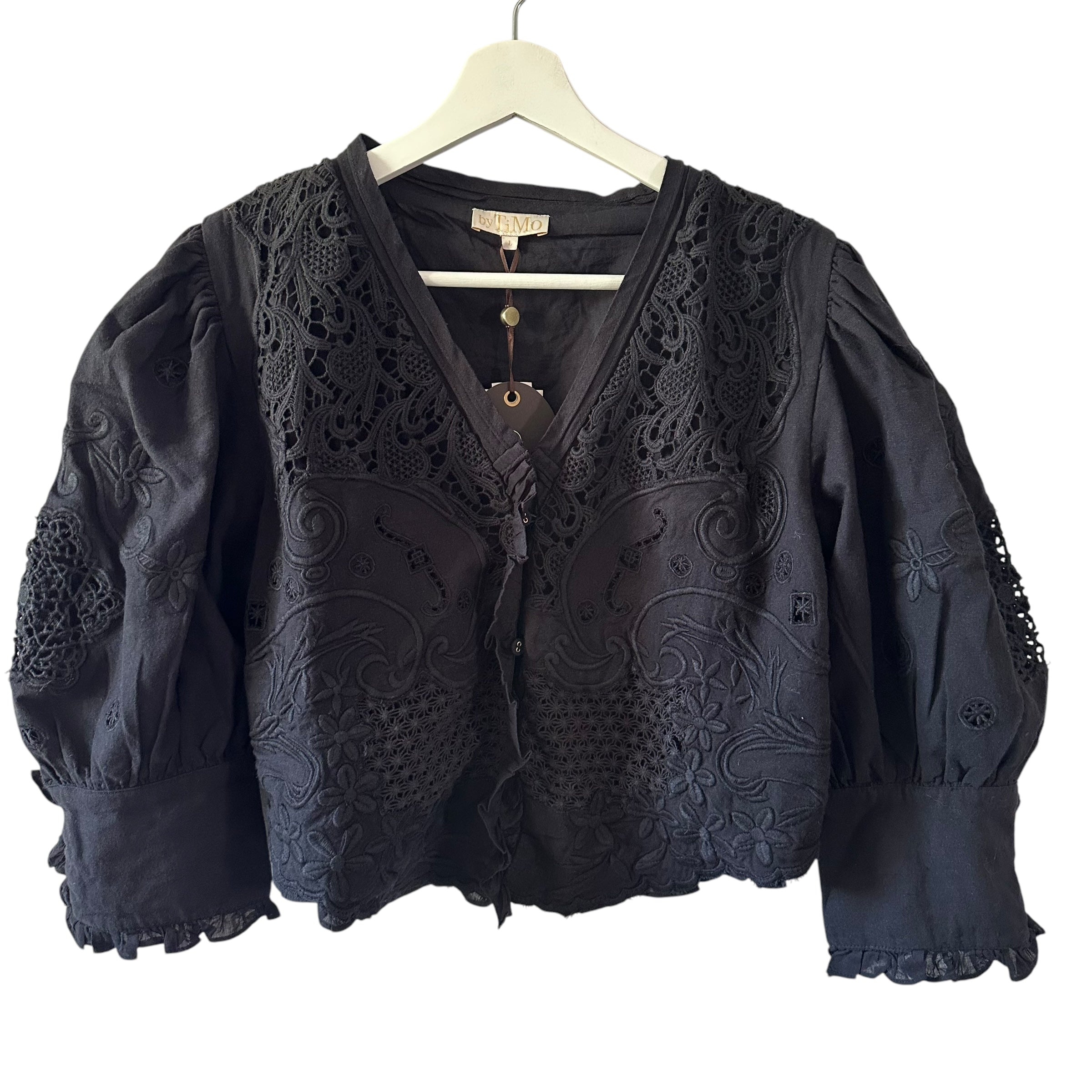 byTiMo Linen Embroidery Top Size L