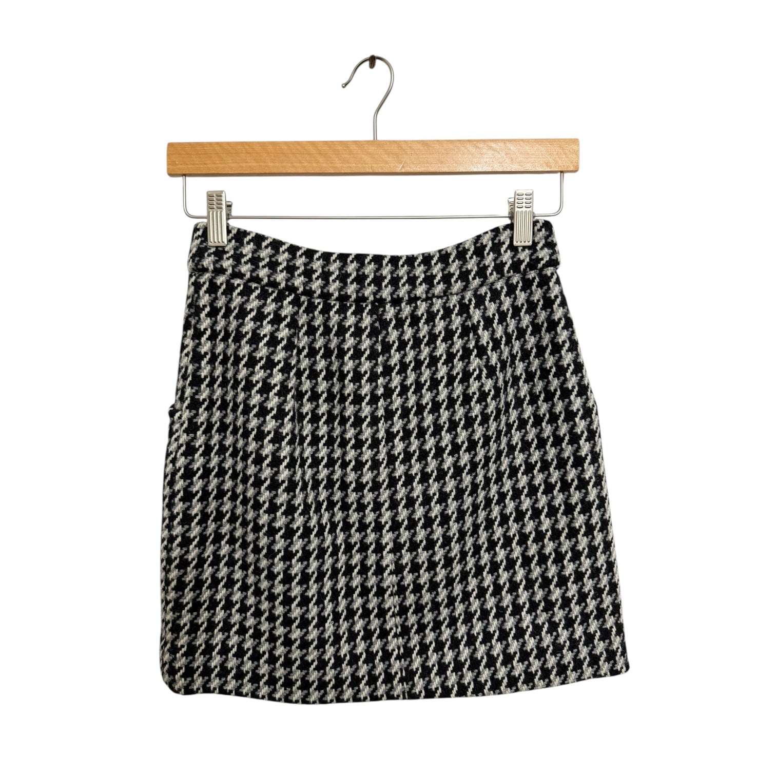 MAJE Courte Jarlone Wool Blend Houndstooth Mini Skirt Size 4