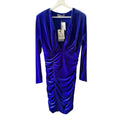 Chiara Boni Blue Yori Ruched Velvet Dress Size 12