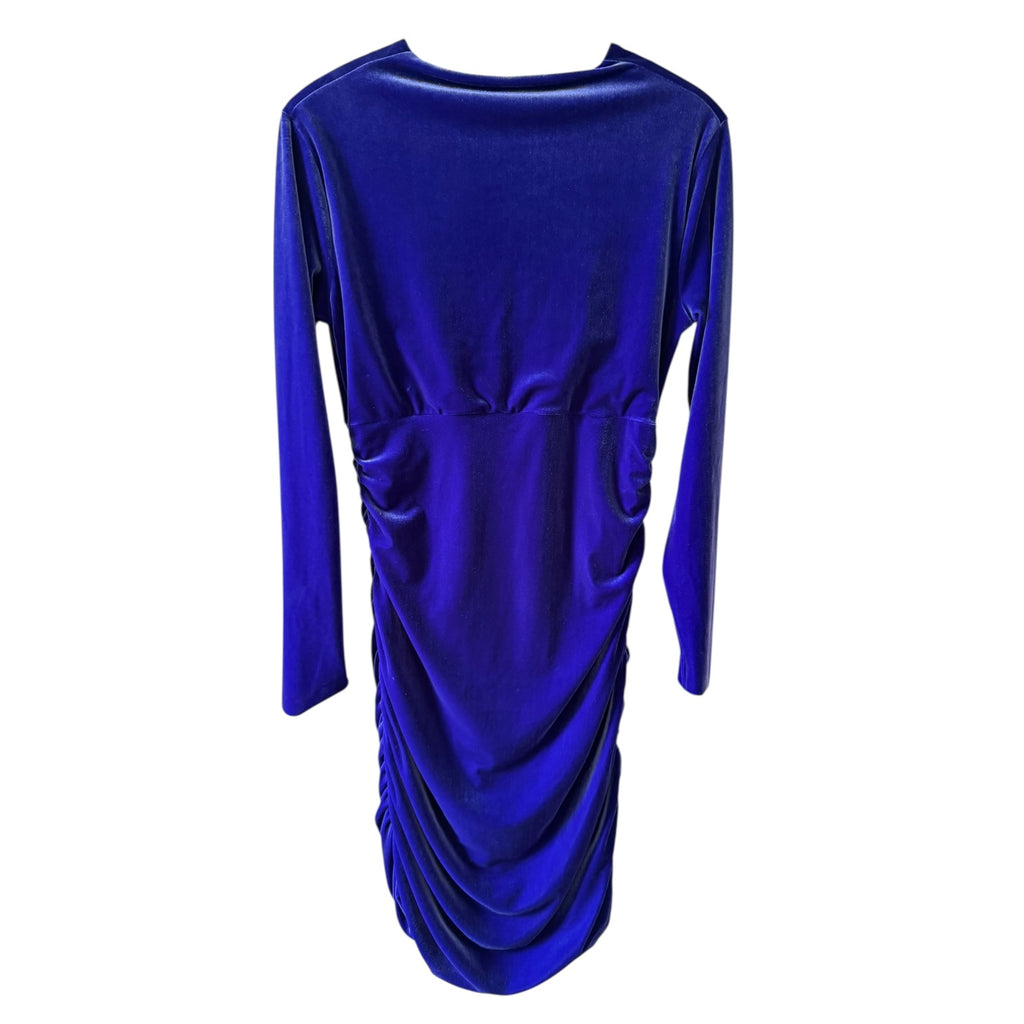 Chiara Boni Blue Yori Ruched Velvet Dress Size 12
