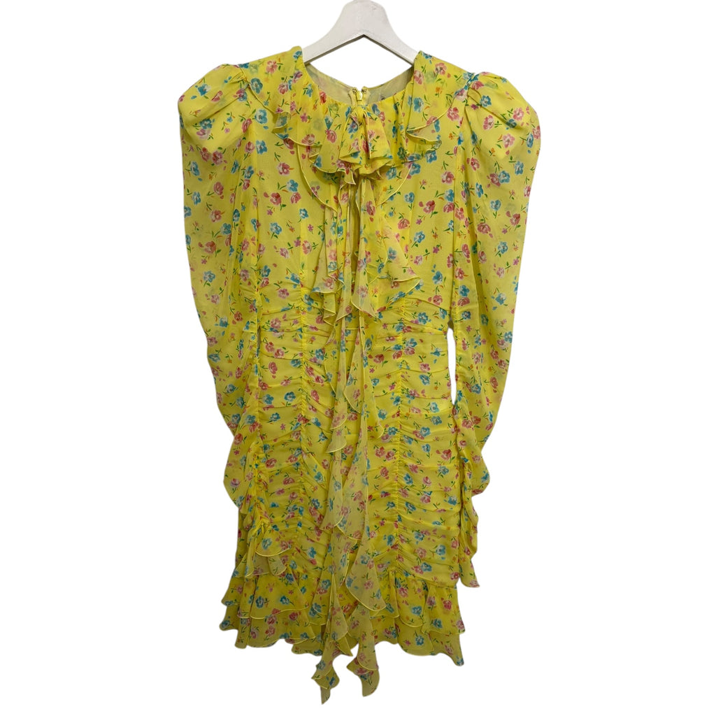 Alessandra Rich Violet Floral Printed Silk Georgette Mini Dress Size 0