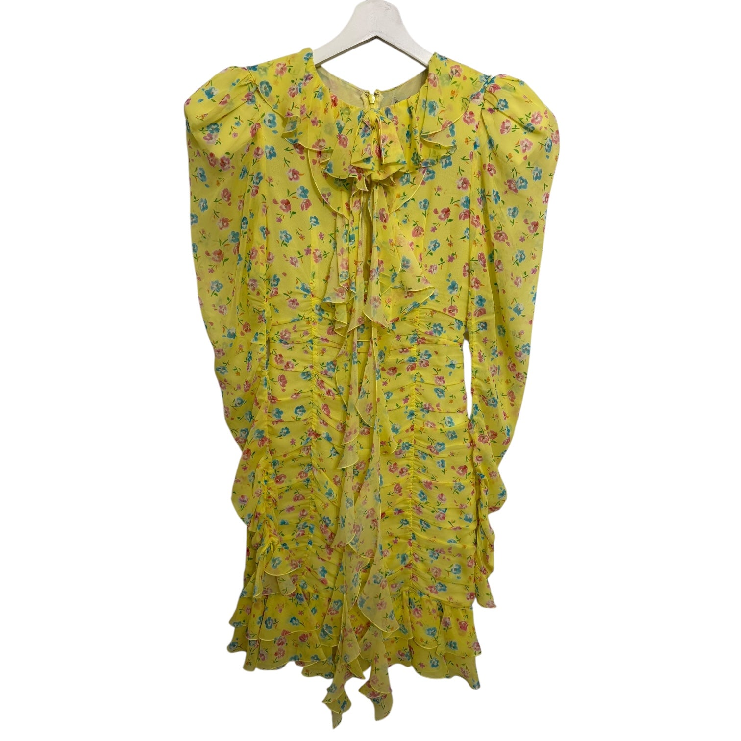 Alessandra Rich Violet Floral Printed Silk Georgette Mini Dress Size 0