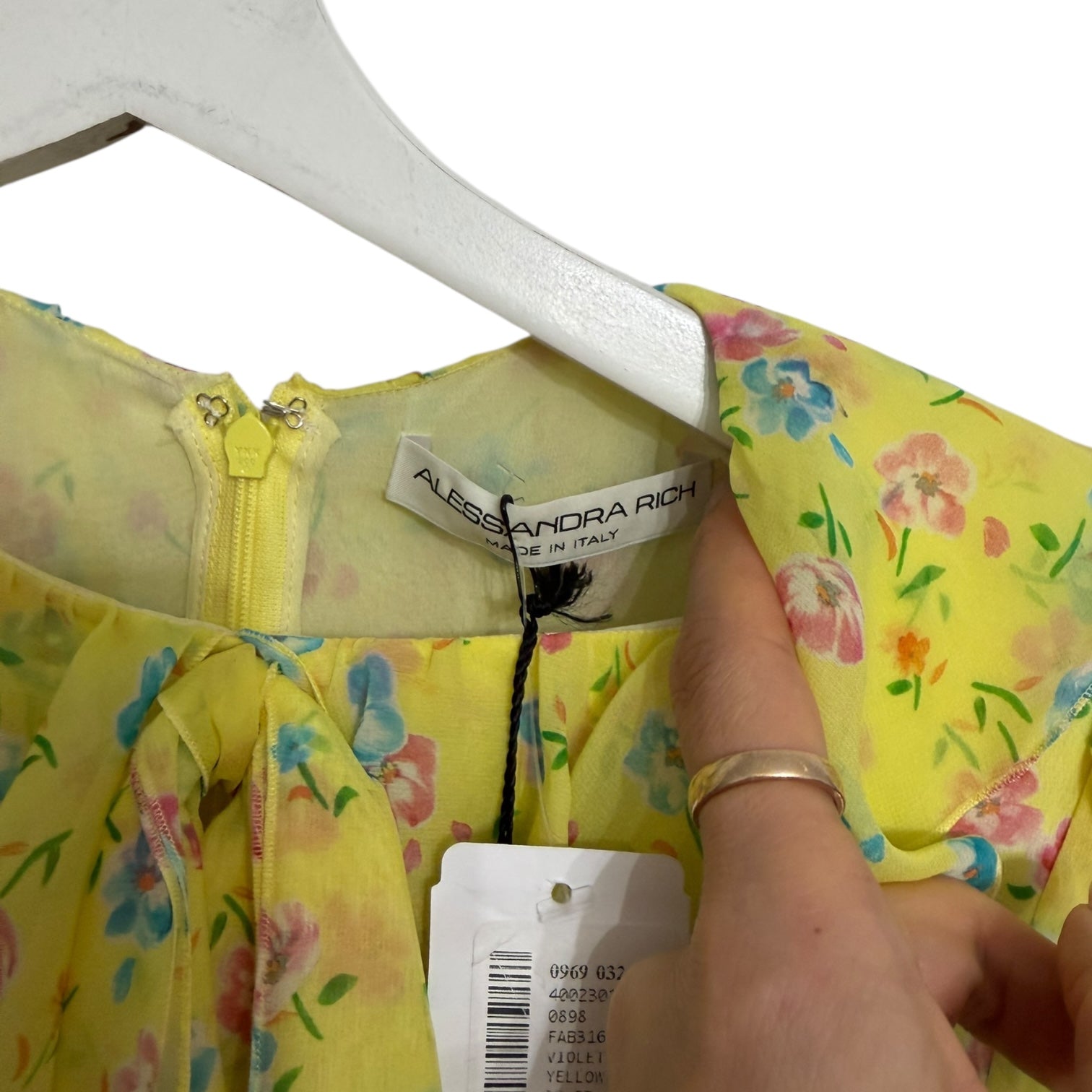 Alessandra Rich Violet Floral Printed Silk Georgette Mini Dress Size 0