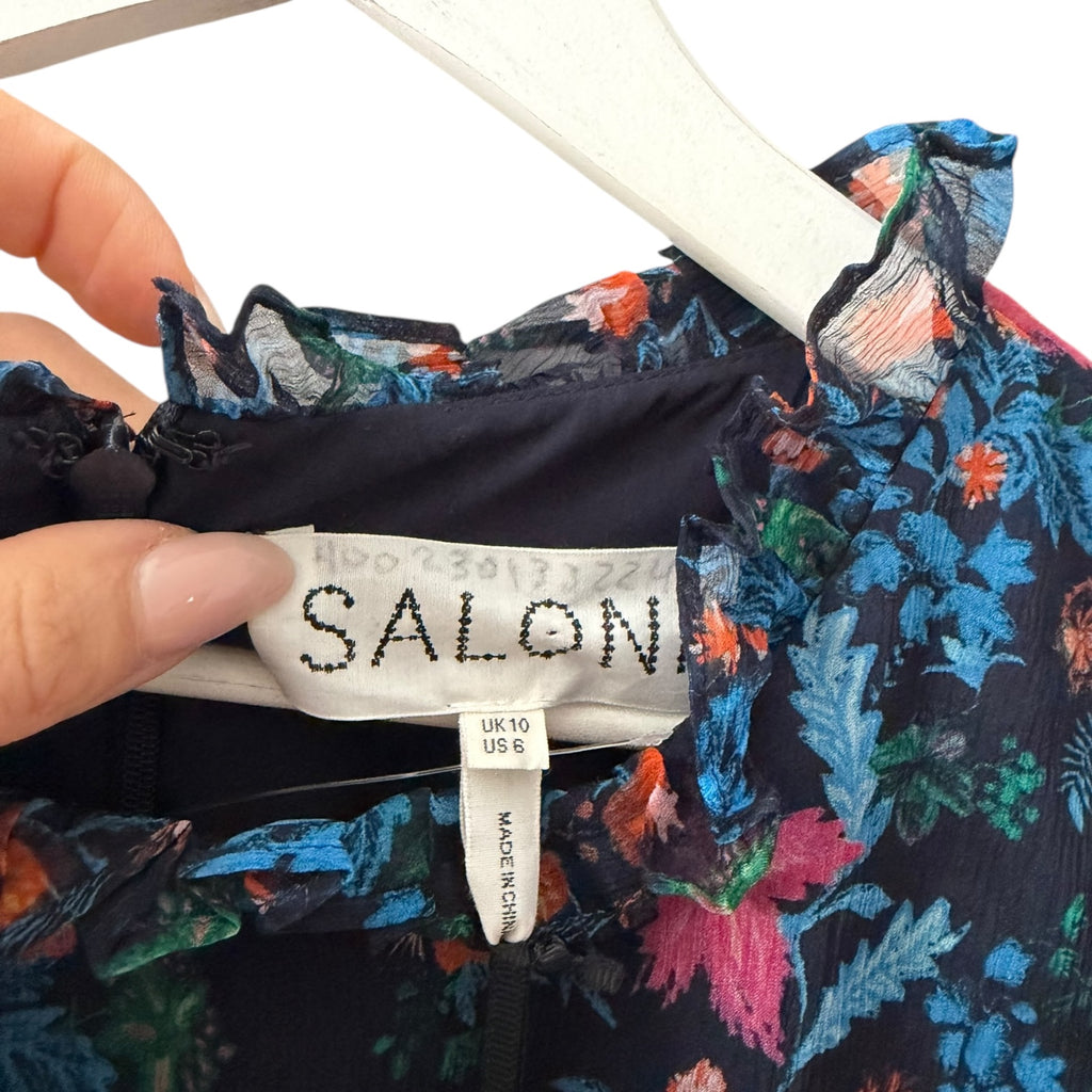 SALONI Ava B Mini Dress In Flori Midnight Size 6