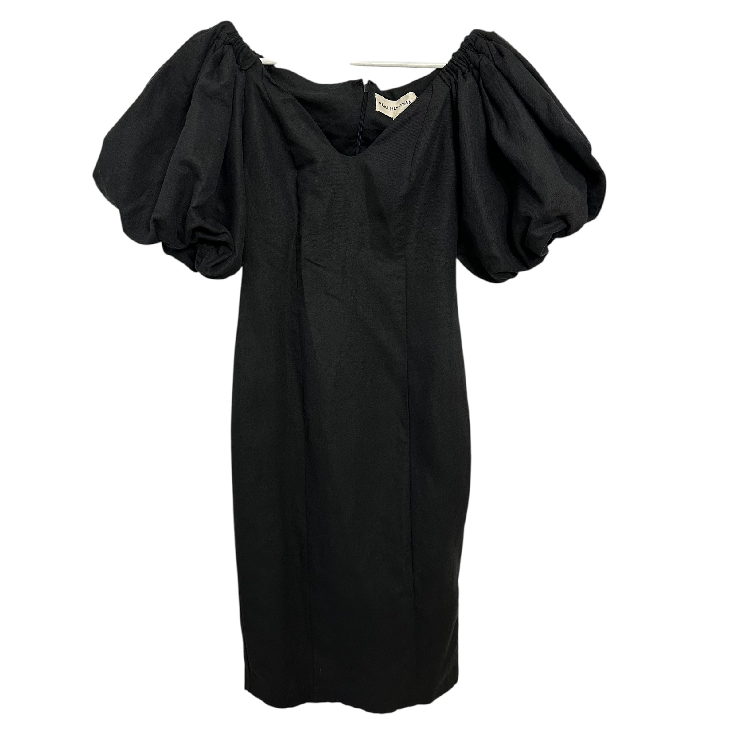 Mara Hoffman Midi Linen-Blend Namari Puff-Sleeve Dress Size 00