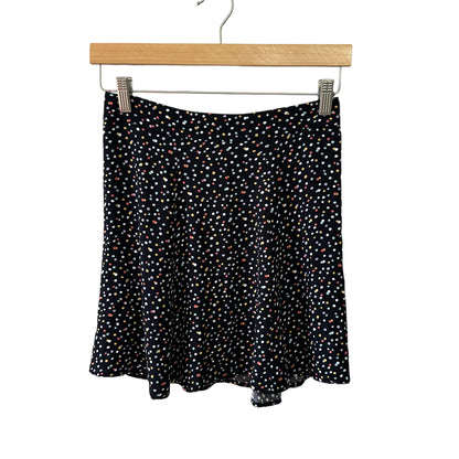 Reformation Flounce Polka Dot-Crepe Mini Skirt In Confetti Size 0