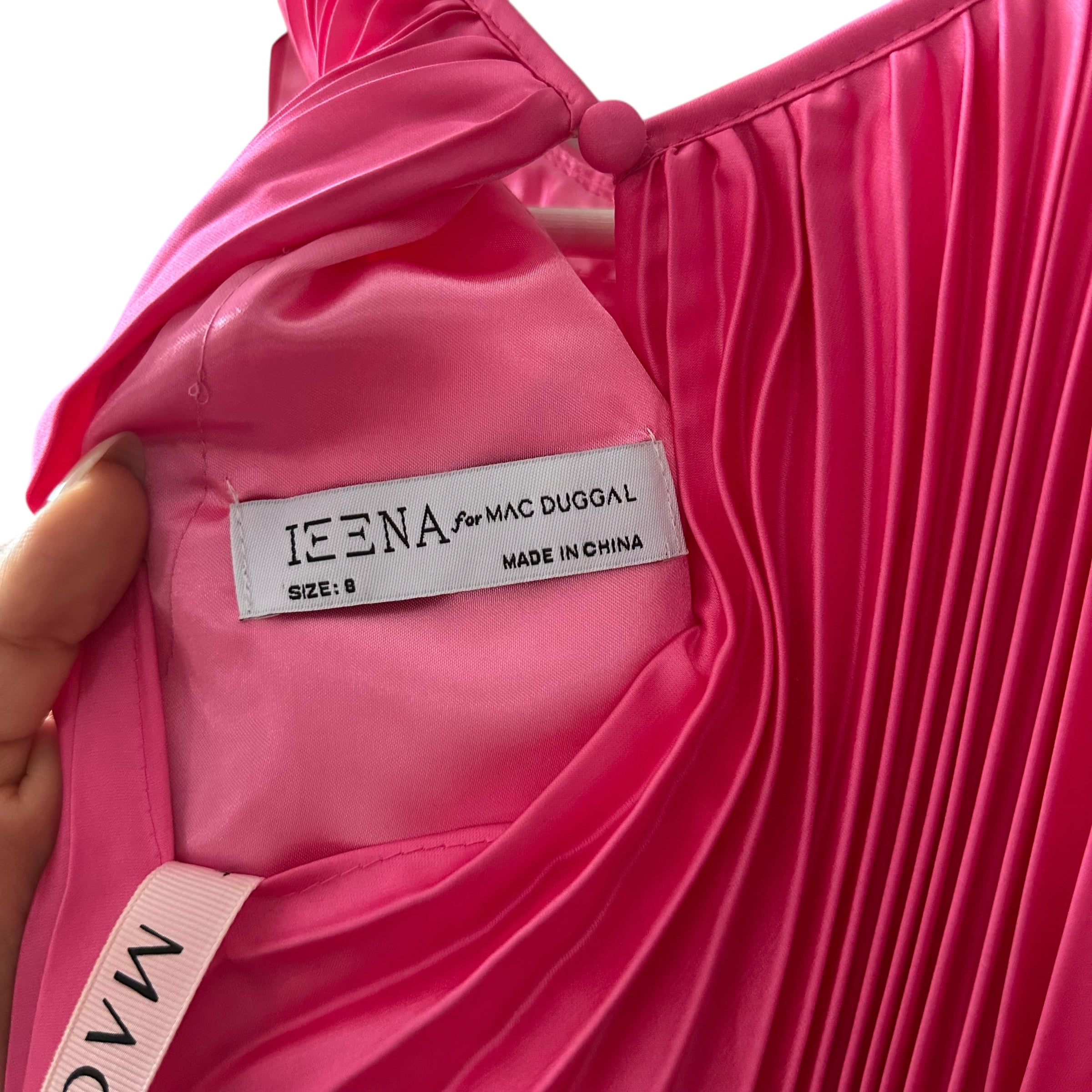 Mac Duggal Pink Pleated Halter Neck Flowy Mini Trapeze Dress Size 8