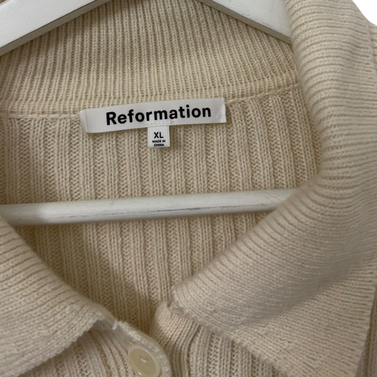 Reformation Fantino Cashmere Collared Cardigan in Gossamer Size XL