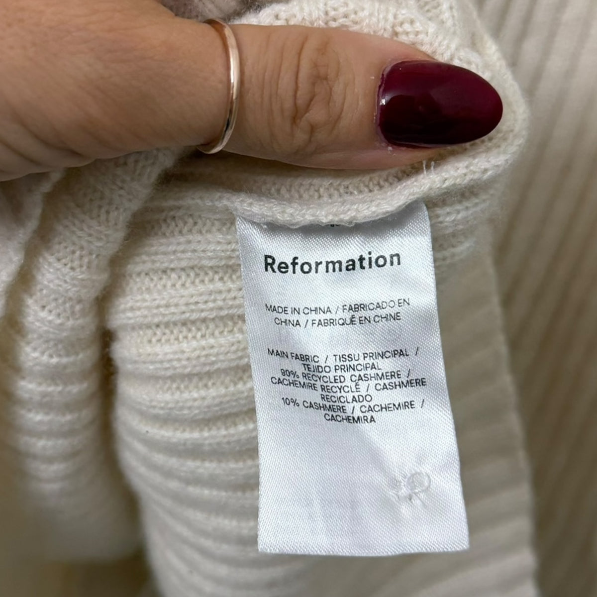 Reformation Fantino Cashmere Collared Cardigan in Gossamer Size XL