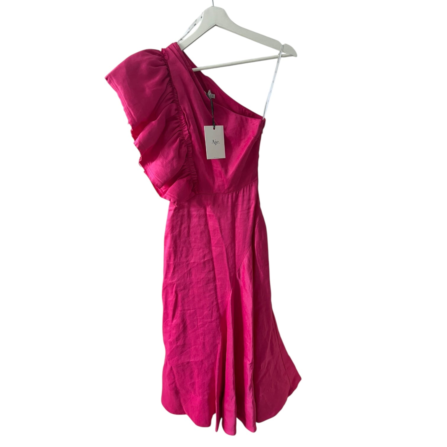 Aje Bonjour Asymmetric Midi Dress Fuchsia Size 0
