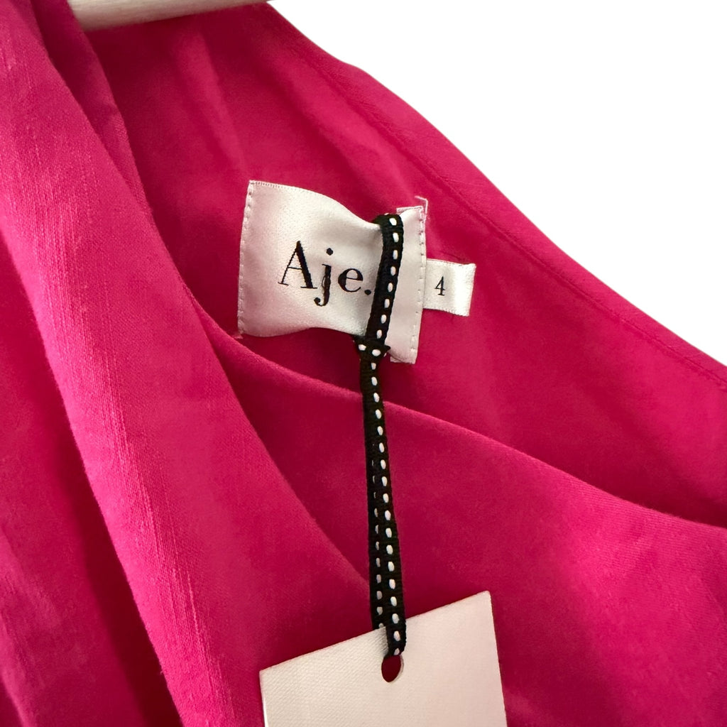 Aje Bonjour Asymmetric Midi Dress Fuchsia Size 0