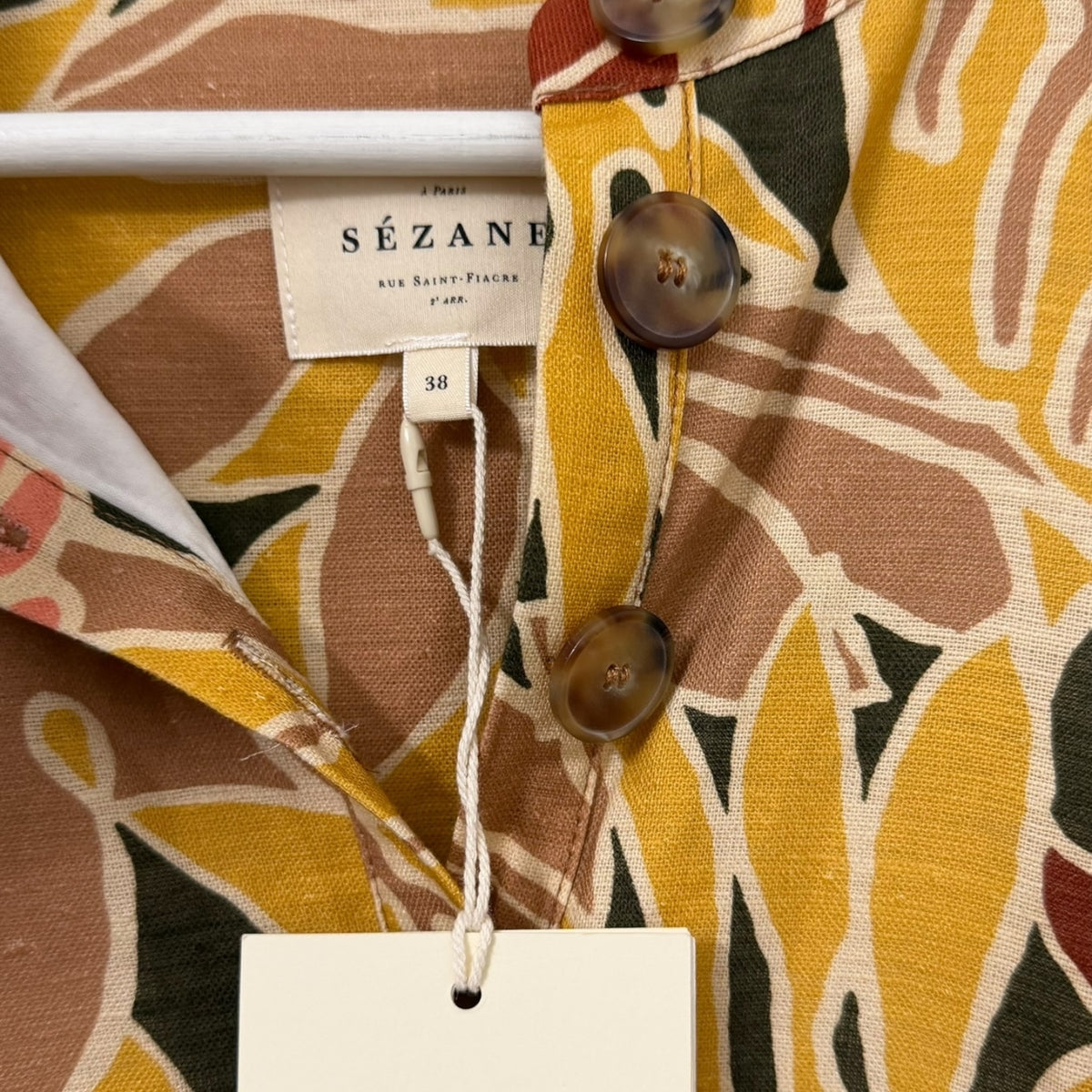 Sezane Alma Dress Geometric Honey Jacquard Size 6