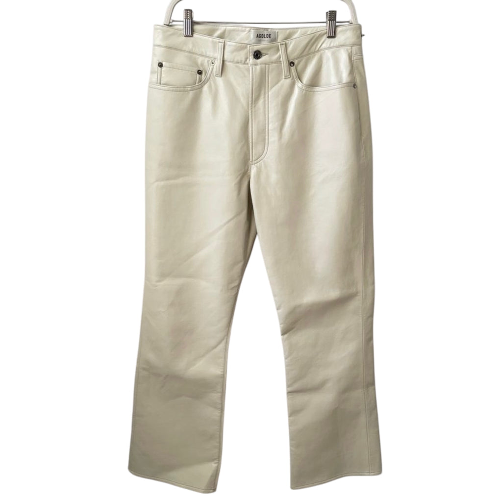 Agolde Vegan Leather Relaxed Boot Pant in Powder Size 30