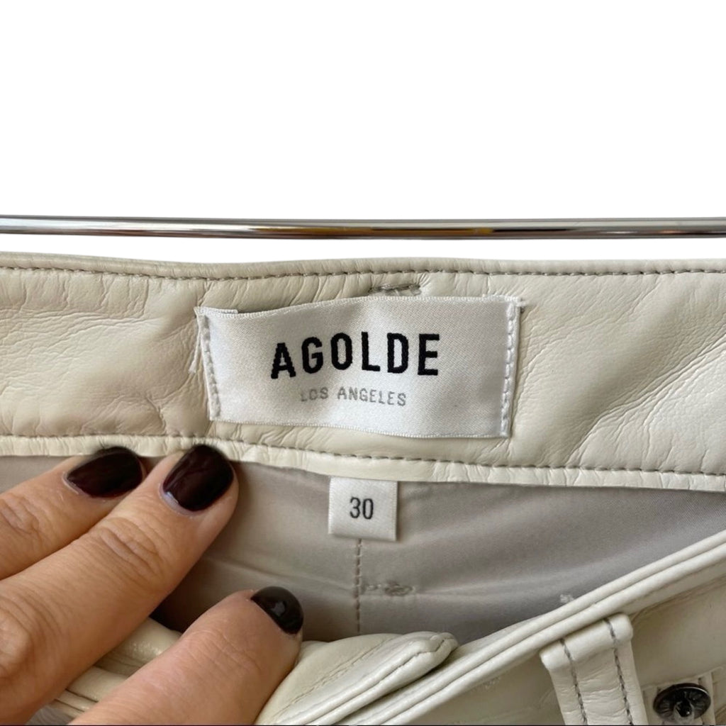 Agolde Vegan Leather Relaxed Boot Pant in Powder Size 30