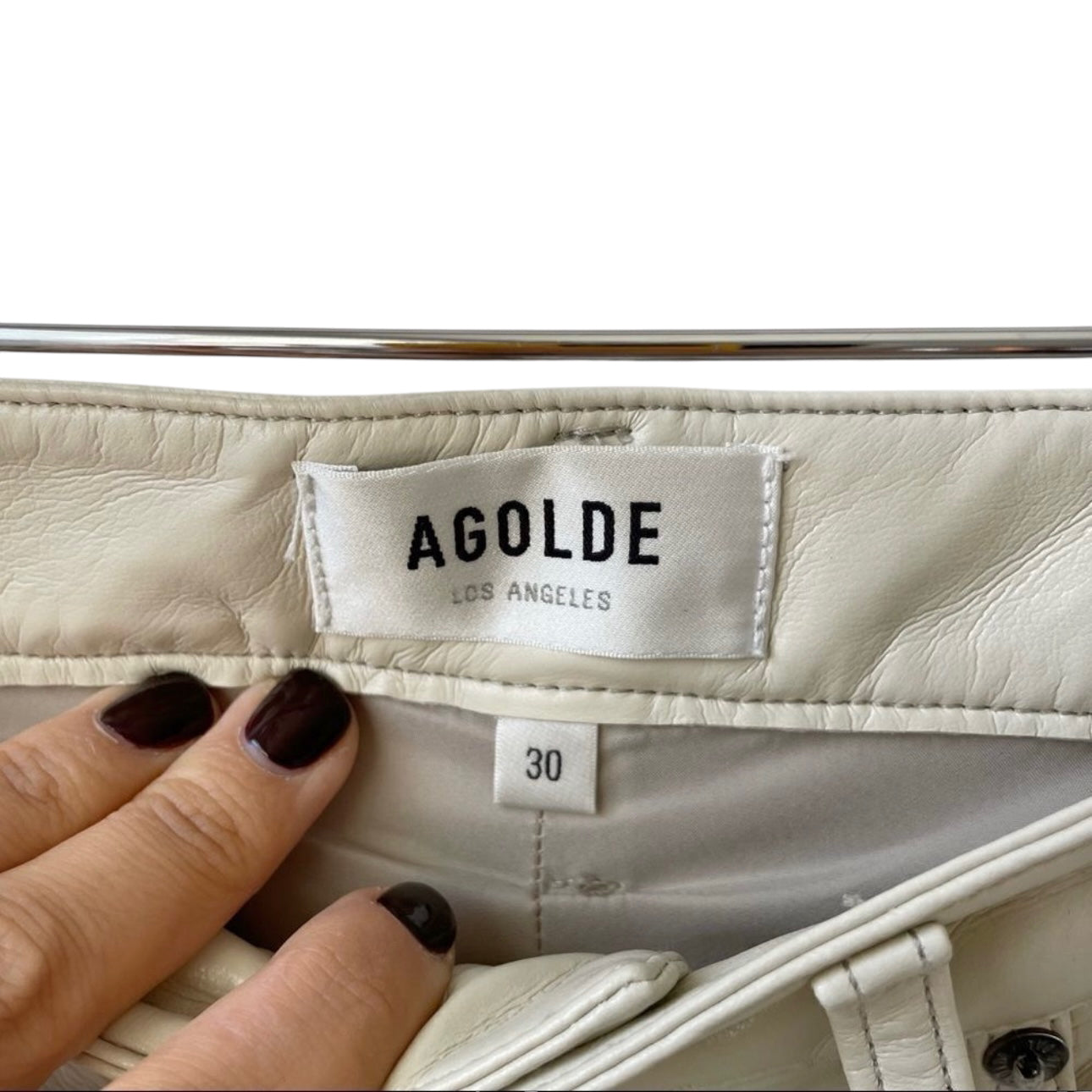 Agolde Vegan Leather Relaxed Boot Pant in Powder Size 30