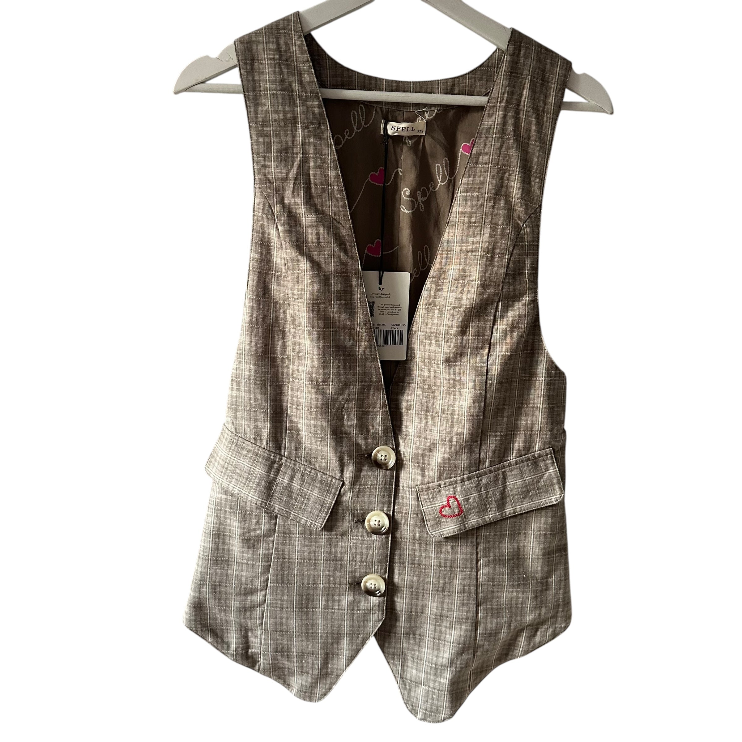SPELL Arizona Plaid Vest Size XXS