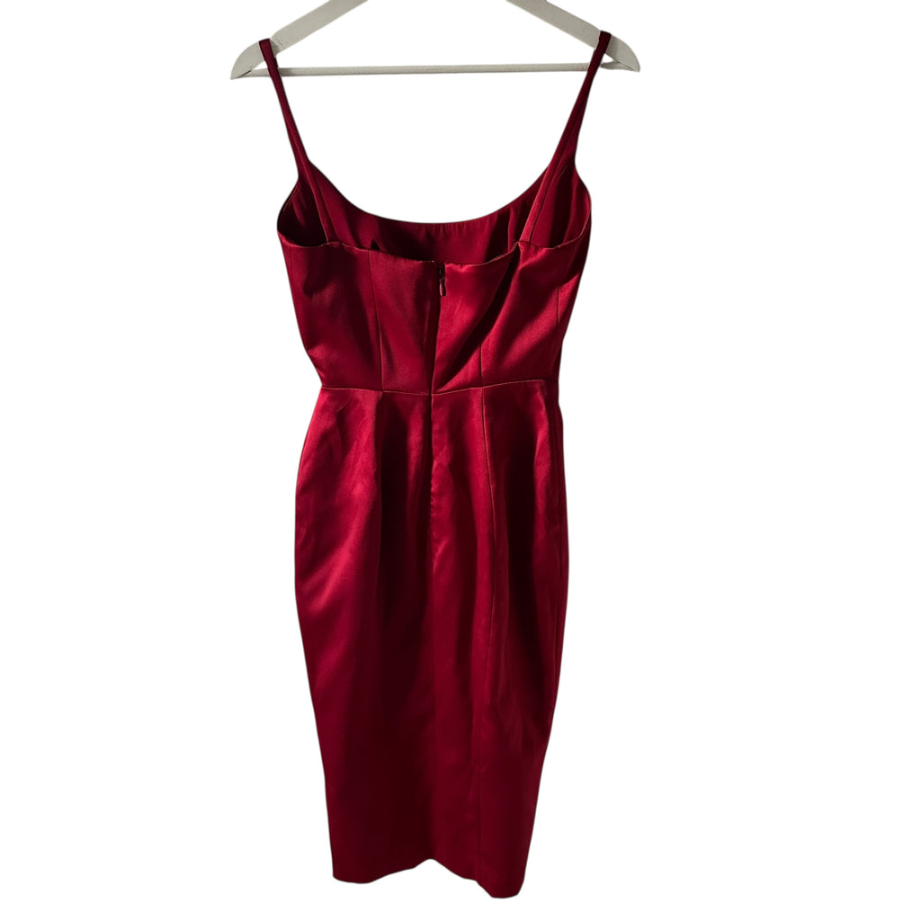 House Of CB  Casimira Wine Satin Corset Midi Dress Size S