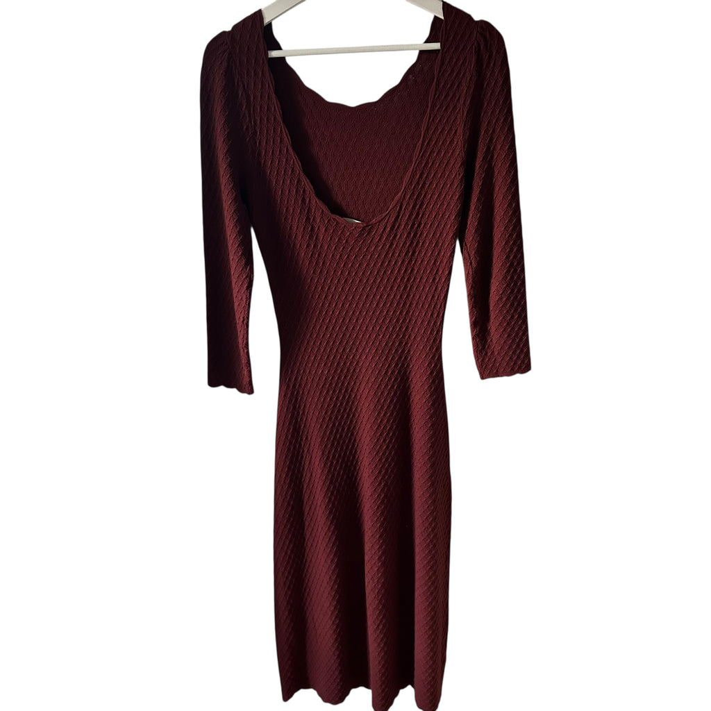 Sezane Thalia Dress Sweater Knit Maroon Red Size M